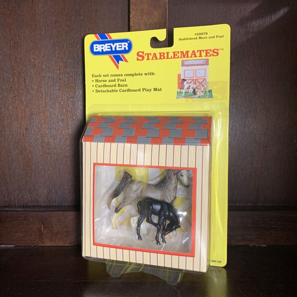 Breyer Horse Stablemates #59978 Dapple Grey Saddlebred Mare and Black Foal NEW